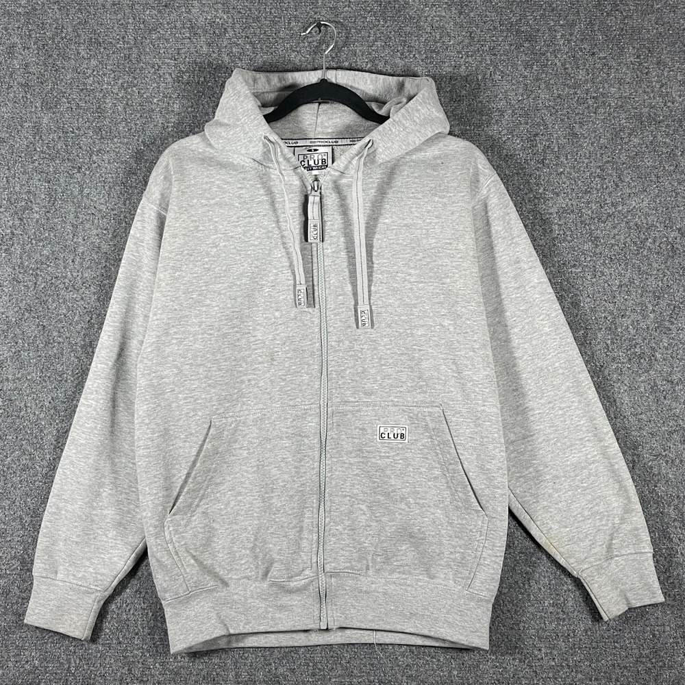 Pro Club Heavy Weight Zip Up Baggy Hoodie Light Gray Mens Size Small #3125
